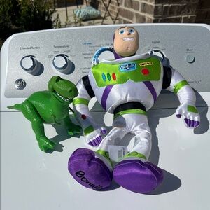 Disney Buzz Lightyear and Rex Plush Set - Green and Purple
